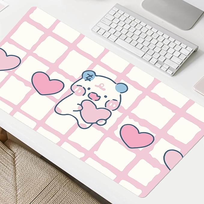 Desk Pad 31.5 x 15.7 PU Leather Desk Mat XL Extended Gaming Mouse Pad Non-Slip Ultra Thin Large Laptop Keyboard Writing Mat for Office Home Waterproof Pink