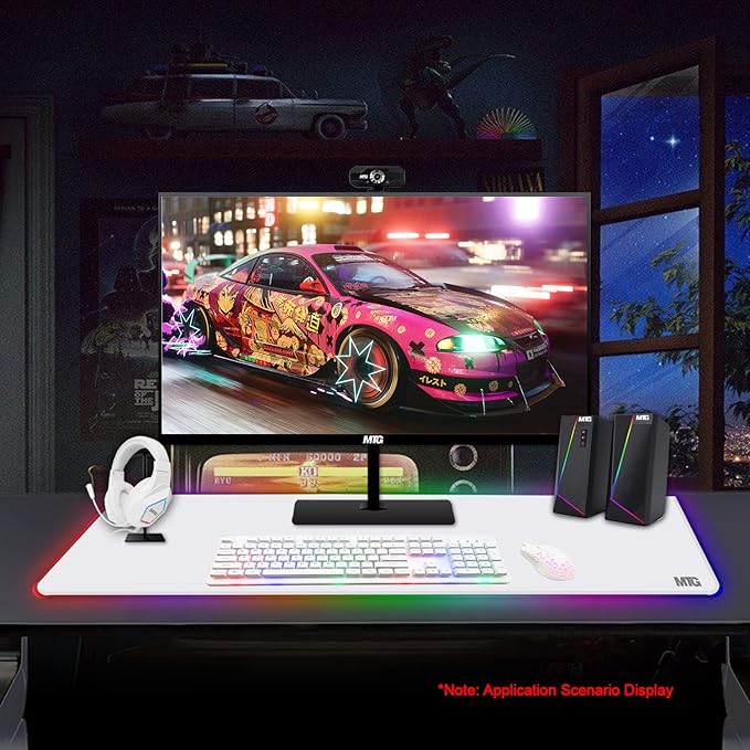 Gaming Kit for PC RGB Keyboard and Mouse Gaming Headphone Large LED Desk Mat with Smooth Surface with RGB Modes for Desktop Computer Xbox and PS4 Gamers - MTG 4 in 1 Combo