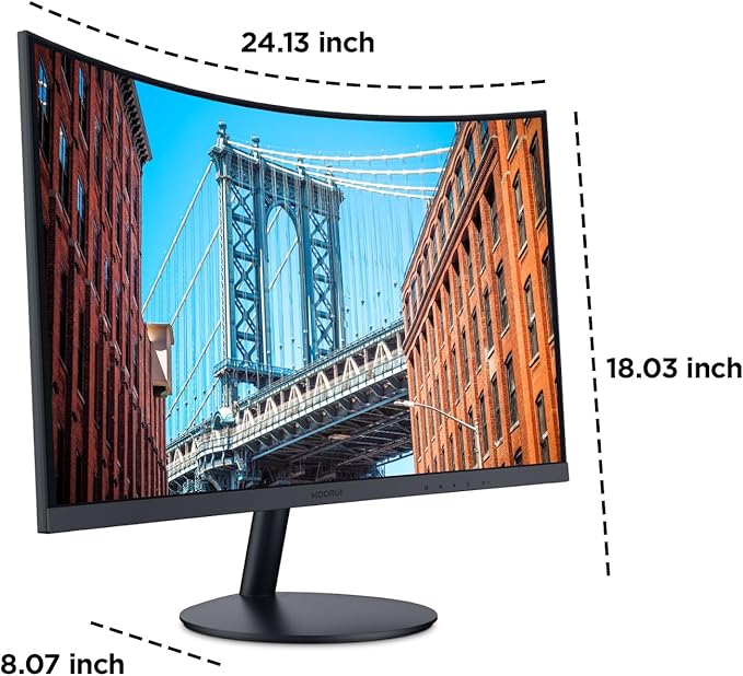 KOORUI 27 Inch Curved Monitor FHD 1080P 144Hz Gaming Office Computer Monitors 1500R PC Screen with HDMI VGA Eye Care TÜV Rheinland Certified Tilt Adjustable Black.