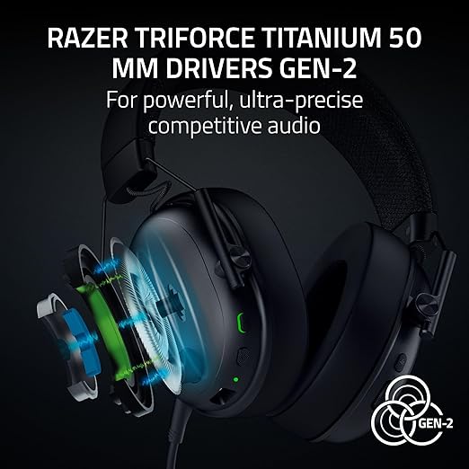 Razer BlackShark V3 Wireless Gaming Headset for PC: 50mm Drivers - Super Wideband Mic - 2.4 GHz Bluetooth USB - Works with Mac PS5 Nintendo Switch Smartphone - 70 Hr Battery - Black