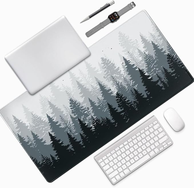 AQQA 3XL Huge Mouse Pads Oversized (48''x24'')Gaming Mouse Mat Forest Background Pattern XXXXL Large Mouse Mat Long Extended Desk Mat with Non-Slip Rubber for LaptopComputer &amp PCTree