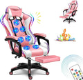 X Rocker Gaming Chair Gaming Chair with RGB Lighting and Speakers Ergonomic Gaming Chair with footrest and 7-Point Massage Function 150° tiltable Office Chair Gaming Chair for AdultsPink