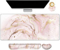 ARTSO Large Gaming Mouse Pad Keyboard Wrist Rest Pad &amp Wrist Support Mousepad Set Stitched Edge Extended Non-Slip Base Memory FoamMultifunctional Desk Mat 4pcs for Office &amp Home Pink Ma