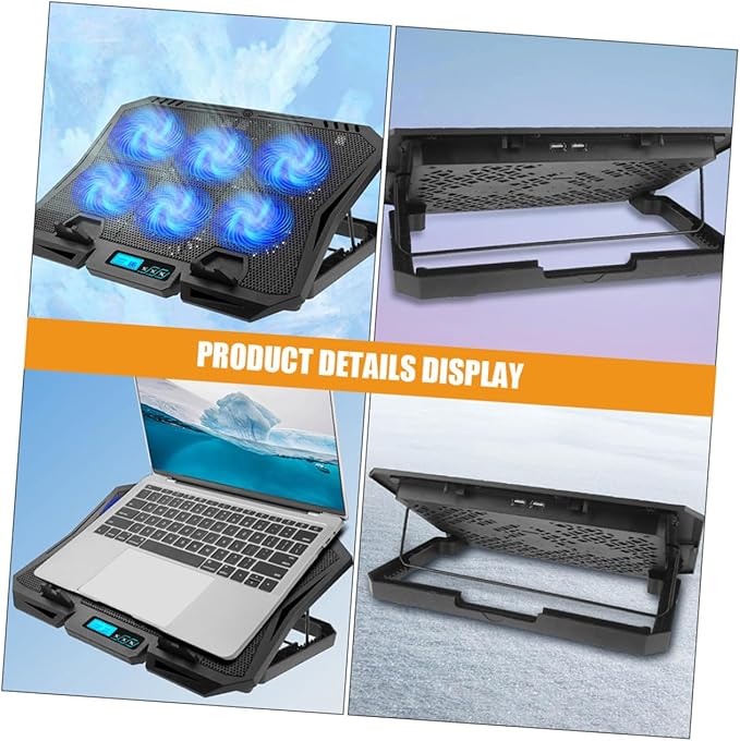 Laptop Cooling Pad 15.6 Inch Silent Computer Cooler Stand with Adjustable Fan Speed and Blue LED for Portable Notebook Cooling and Storage