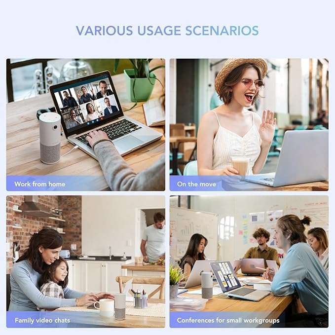 NUROUM C10(2nd Gen) 1080P Conference Webcam with Microphone Speaker Portable All in One Computer Camera for Video Conference AI Noise Cancellation &amp AGC USB Plug&ampPlay for PC/Desktop Zoom/Te