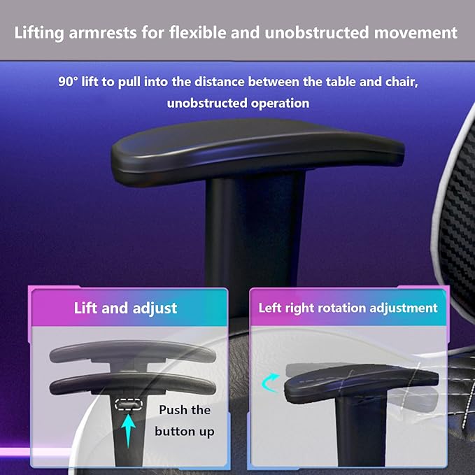 Gaming Chair Computer Chair with Footrest Breathable PVC Leather Video Game Chairs with Lumbar Support and Headrest 360 Degree Swivel Chair with Adjustable Ergonomic Backrest for Adults