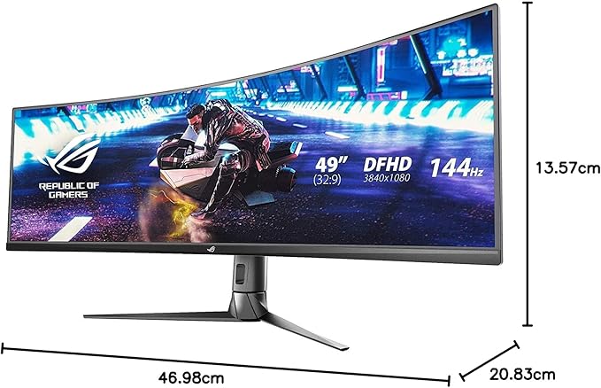 ASUS ROG Strix XG49VQ 49” Curved Gaming FreeSync Monitor 144Hz Dual Full HD HDR Eye Care with DP HDMI Black