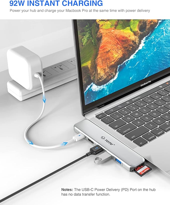 MacBook USB C Hub Multiport Adapter 8 in 2 MacBook Docking Station with Dual HDMI 92W Power Delivery 3 USB 3.0 Ports SD and TF Card Reader for MacBook Pro 2016-2021 MacBook Air 2018 or Later