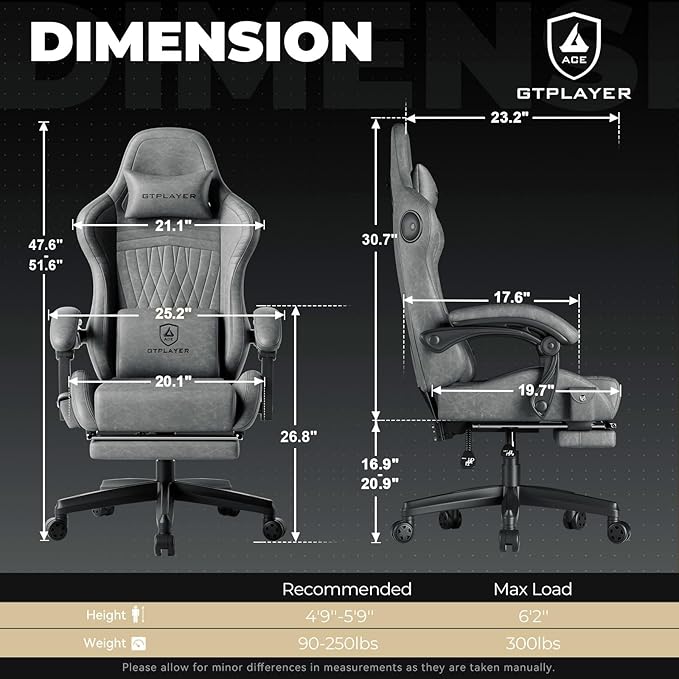 GTPLAYER ACE-PRO Music Gaming Chairs – Built-in Speakers App Support &amp Bluetooth Control Computer Game Chairs with Footrest for Adults Ergonomic Reclining Silla Linkage Armrest Grey