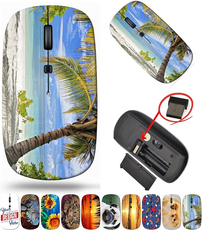 maizi Mouse Wireless for Mac Computer Personal Laptop Mice Wireless Image ID: 13612885 A Scene of Palm Trees 2.4G Portable with USB Receiver Printed in USA