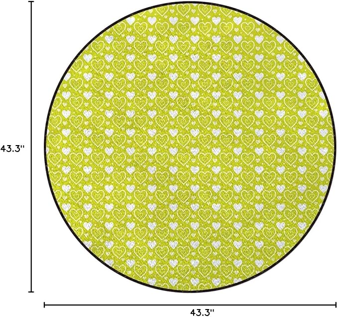 Yellow Carpet Round Office Chair Mat for Hardwood Floor Multi-Purpose Soft Mats for Gaming Rolling Chair/Living Room/Study Little Dots and Tiny Cute Sweet Hearts Pattern Diameter 43.3 in