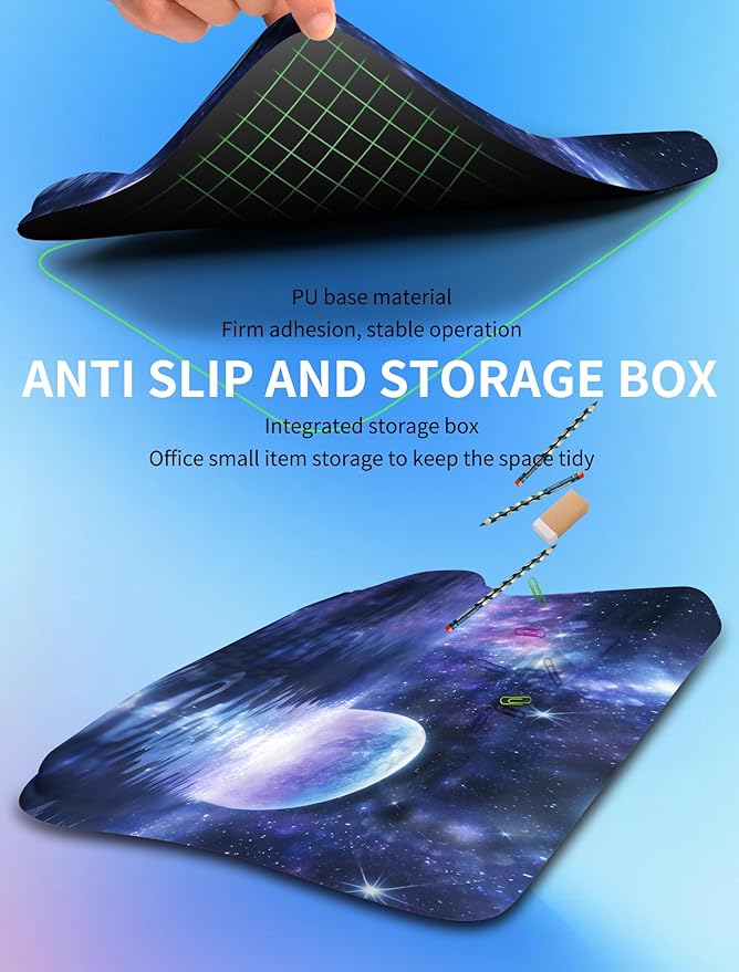 Ergonomic Wave Wrist Rest with Keyboard Stand Cushioned Palm Rest Comfortable Integrated Memory Foam for Natural Typing and Relieve Wrist Pain Moon and Starry Sky