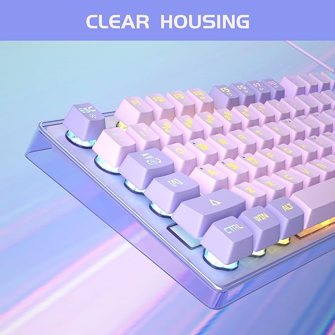 Gaming Keyboard and Mouse Combo K1 RGB LED Backlit Wired Keyboard with 104 Key Computer PC Gaming Keyboard for PC/Laptop (Purple)