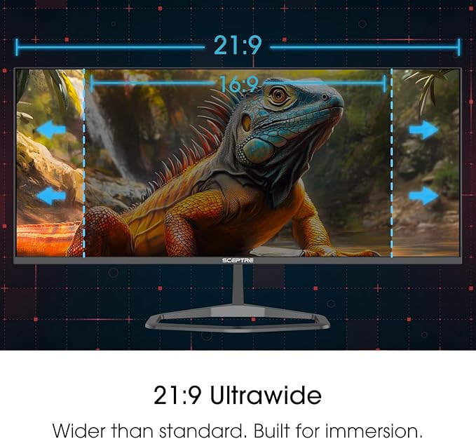 New! Sceptre 34-inch Prime Monitor 3440 x 1440 up to 115Hz 103% sRGB DisplayPort HDMI Build-in Speakers Machine Black 2026 (E345W Series)