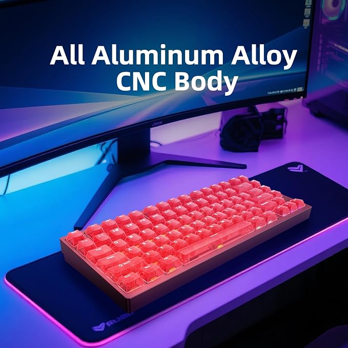 MG75MAX 81 Keys Wired Magnetic Switch Keyboard 256KHZ Single Key Scan Rate PCB Nano-Coating Waterproof Hall Effect 8KHZ/ARGB/CNC Aluminum Gaming Keyboard(Red)