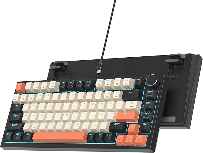 75% Mechanical Gaming Keyboard - Retro Gasket Mount Hot Swappable RGB Backlit TKL Custom Keyboard for PC Laptop Windows Gamers (Carbon)