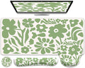 iCasso Desk Cover Mat 4in1 Floral Large Mouse Pad with Wrist Rest Desk Matt for Desktop Anti-Slip XXL Big Computer Ergonomic Mousepad with Wrist Support for Keyboard and Mouse (Green)