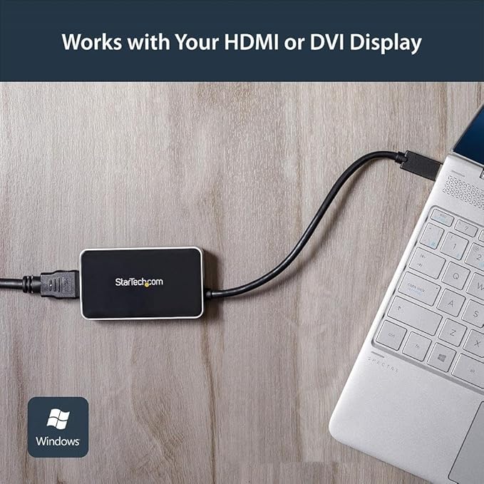 StarTech.com USB 3.0 to HDMI Adapter w/ 1x USB HDMI Monitor Converter for Windows TAA (no support for macOS/ChromeOS/Linux)