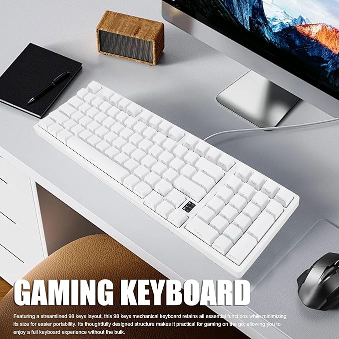 Vikye Mechanical Gaming Keyboard 3 - Modes 98 Keys Hot Swappable Keyboard with RGB Backlight for Laptop PC BT / 2.4GHz / Type C