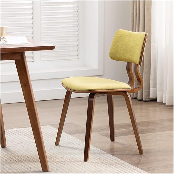 Adjustable Office Computer Chair with Armrest Solid Wood Dining Chairs Kitchen Furniture Hotel Restaurant Chair Household Backrest Room(Green-Walnut)