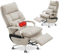 Dual Motor Executive Reclining Office Chair with Footrest – One-Click Electric Recline Massage Lumbar Support &amp Pillow Big and Tall PU Leather Ergonomic Desk Chair for Home Office/Gaming(White)