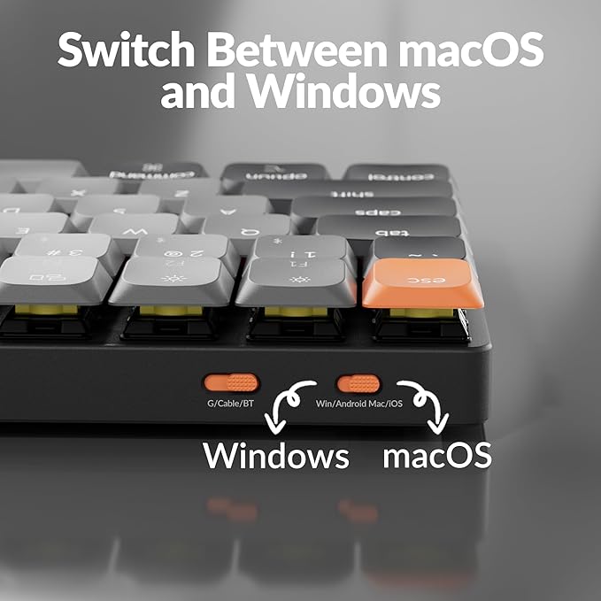 Keychron K3 Version 3 QMK Low Profile Mechanical Keyboard Wireless 84 Keys Programmable Bluetooth 5.2/Wired Connection Shine-Through Keycaps RGB Backlit Compatible with Mac Windows Linux