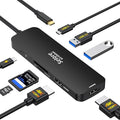USB C Docking Station Dual HDMI Monitor USB C to Dual HDMI Adapter with 2HDMI Ports PD Charging SD/TF USB A&ampC 3.0 Ports Laptop Docking Station for Dell XPS/HP/Lenovo/Surface/Yoga etc(Black)