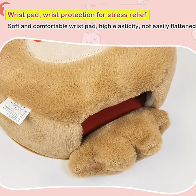 USB Heated Mouse Pad Hand Warmer - USB Heated Plush Mousepad with Wrist-Guard Rest Support CushionHand Warming Mouse Pad for Women Men Office Home Computer Laptop Accessories (Khaki)