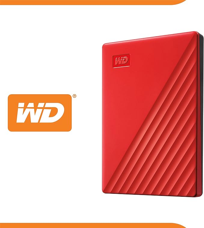 WD 5TB My Passport Portable External Hard Drive Red Backup Software with Defense Against ransomware and Password Protection USB 3.1/USB 3.0 Compatible - WDBPKJ0050BRD-WESN