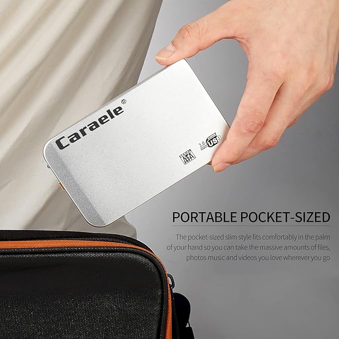 Portable SATA External Hard Drive HDD 500GB 1TB 2TB USB3.0 Ulra-Fast File Transfers for Windows Mac and Linux (500GB Silver)
