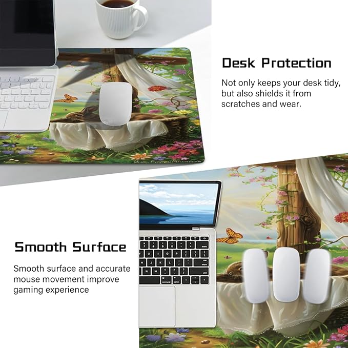 Large Easter Mouse Mat Computer Mousepad with Non-Slip Rubber Base Waterproof Mouse Pad Desktop Keyboard Pad for GamerHome School Laptop Office Accessories16x35.5inZ (212)