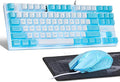 CHONCHOW Blue Keyboard and Mouse Combo 87 Keys TKL USB Wired LED Light Up Backlit Keyboard 800-3200 DPI RGB Mouse Blue Mouse and Keyboard Combo for PS4 PS5 PC Laptop Mac Computers