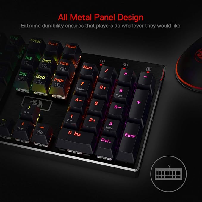 Redragon K556 RGB LED Backlit Wired Mechanical Gaming Keyboard 104 Keys Hot-Swap Mechanical Keyboard w/Aluminum Base Upgraded Socket and Noise Absorbing Foams Quiet Linear Red Switch