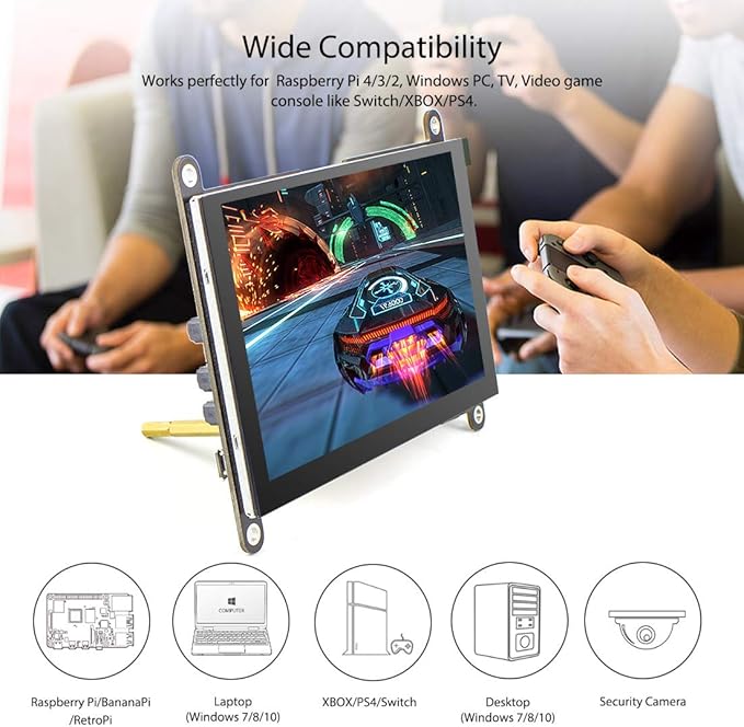 ELECROW 5 Inch Touch Screen Monitor LCD Display 800×480 Mini Touchscreen HDMI-Compatible &amp USB Powered with Speakers for Raspberry Pi 5/4/4B/3/3B BB Black Banana Pi Windows 10/8/7 Game Consol