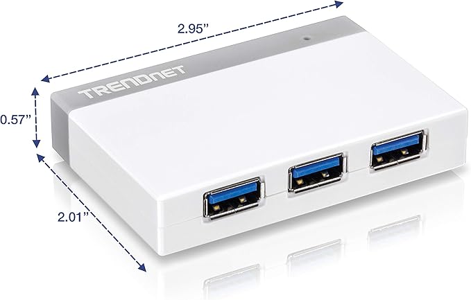 TRENDnet 4-Port USB 3.0 Ultra-Mini Hub 1M (3ft. USB 3.0 Cable) Up to 5Gbps Power Adapter Included Plug &ampPlay Backwards Compatibility with USB 2.0/USB 1.1 TU3-H4