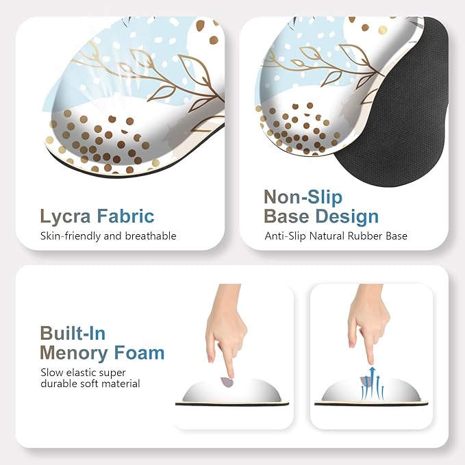 Large Gaming Mouse Pad Set 4 in1 Ergonomics Keyboard Desk Mat with Memory Foam Wrist Rest Computer Extended Game Mousepad Non-Slip Desk Pad Matt Easy Typing Pain Relief I Art Modern Blue