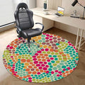 Multicolor PU Leather Round mat Office Chair Mat Modern Circular Shaped Buttons Hardwood Floor mat Chair mat Round Chair Cushion for Desk Chair Office ChairCushion Abstract Diameter 59 in