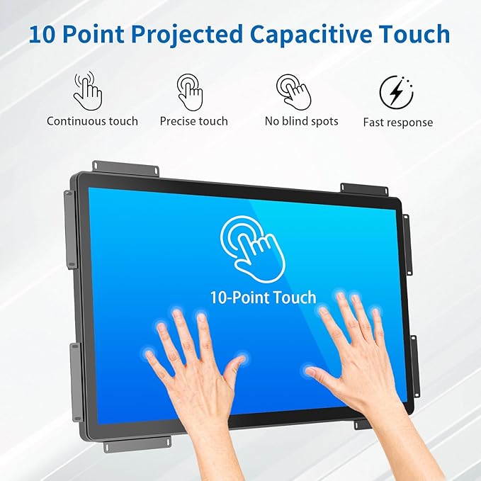 32 Inch Open Frame Touch Monitor PCAP 10-Point Touch Industrial Touchscreen Monitor with HDMI/VGA/DVI Interface Active Matrix TFT LCDLED Backlight with VESA Mount