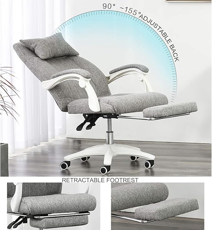 Gaming Chair Executive Office Computer Desk Chair Linkage Recliner with Headrest and Retractable Footrest (Color : Pink)