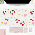 Idocolors Cherry Desk Mat Cute Extended Gaming Keyboard Mouse Pad Large Office Desk Cover Mat Pad Deskmat Non-Slip Leather Home Office Desk Mat Protector 31.5×15.7