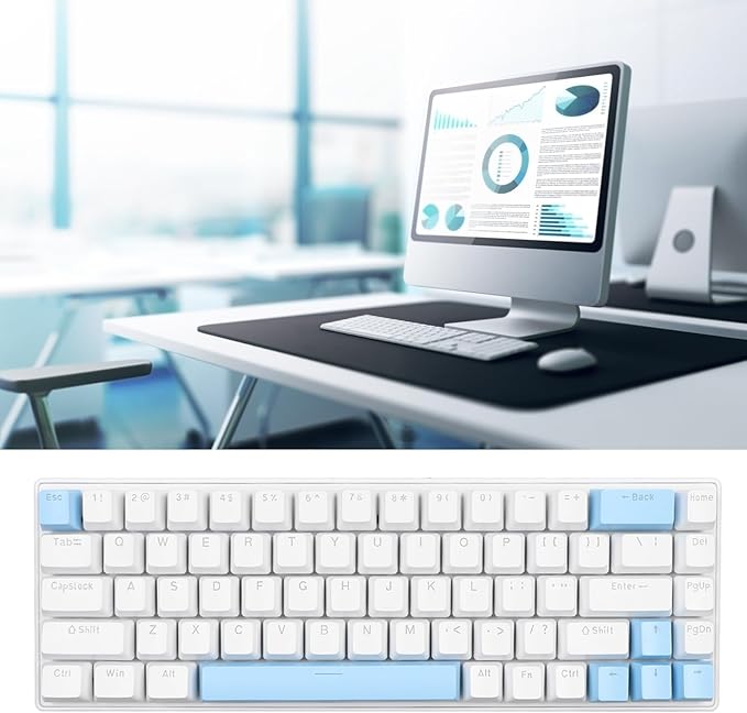 Vikye Mechanical Gaming Keyboard RGB Backlight Compact 68 Keys Mini Wired Office Keyboard with Blue Switch Suitable for Windows for Android PC Laptop