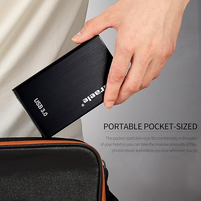 Portable SATA External Hard Drive HDD 2TB 1TB 500GB USB3.0 Ulra-Fast File Transfers for Windows Mac and Linux (2TB Black)