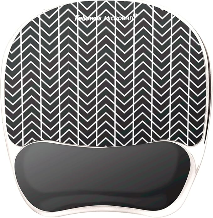 Fellowes Photo Gel Mouse Pad Wrist Rest with MICROBAN - Black Chevron (9549901) (Pack of 4)
