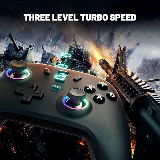 ECHTPower Wireless PC Gaming Controller - Hall Effect Joystick 2.4G &amp Wired 1000Hz Polling Rate 800mAh Battery Adjustable Turbo/Vibration - for PC/Switch/iOS/Android