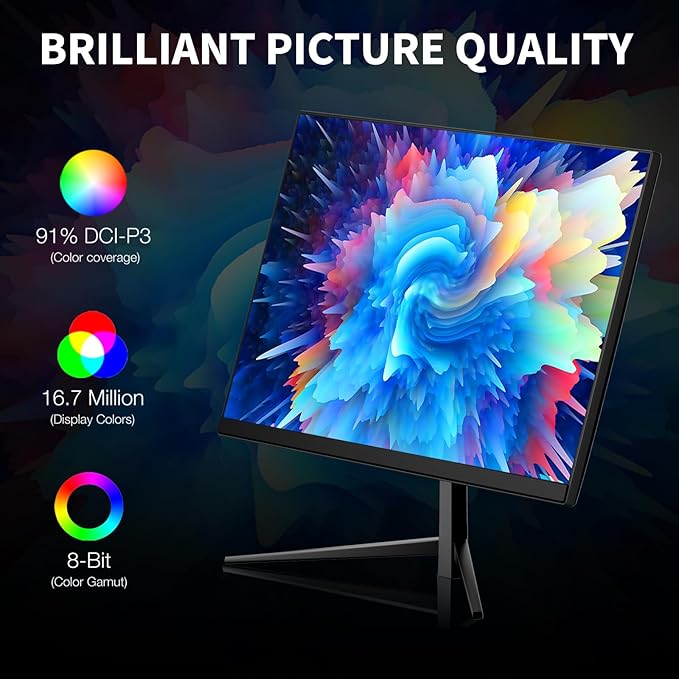 24 Inch Gaming Monitor IPS FHD 1080P 180Hz 1ms Built-in 2×2W Speakers AMD FreeSync &amp G-Sync Compatible FPS Crosshair Flicker-Free Blue Light Filter