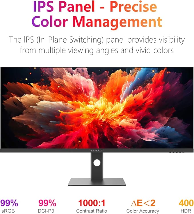 INNOCN 40 WQHD 3440 x 1440P 144Hz Ultrawide Monitor Gaming FreeSync HDR400 21:9 PC Computer IPS Screen Split PIP/PBP for Editing/Gaming USB C 90W HDMI DP Black