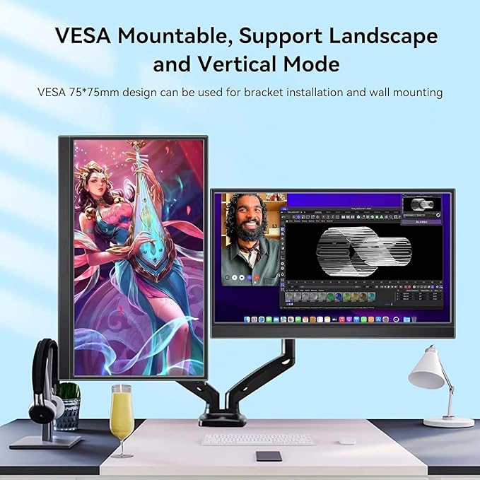 QQU 14 Portable Monitor Touchscreen 1920 * 1200P IPS/HDR Laptop Screen Extender Ultra-Slim Travel Monitor with Kickstand &amp Speakers HDMI USB C External Monitors for Laptop PC Phone Computer PS