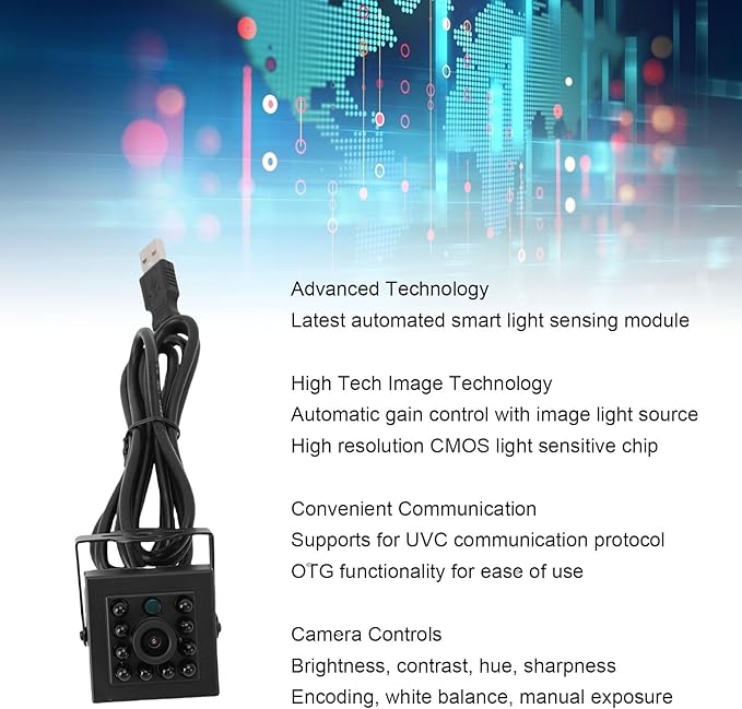 fosa USB Webcam USB Camera CMOS Sensor Support for UVC Protocol OTG Funcion Computer Webcam for Customize Video Plug and Play (2MP)