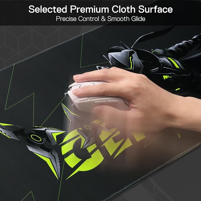 Blizzard Overwatch Large Game Mouse Pad XXL Keyboard Pad for Gamer Office &amp Home Non-slip rubber base Extended Mice Mat with Stitched Edge Smooth Stable and Durable 31.5 * 11.8in(The Genji Bl