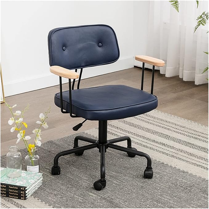 Adjustable Office Computer Chair with Armrest Office Chairs Office Furniture Home Soft Cushion Computer Armchair Lift Swivel Gaming Chair(Blue-armrest)